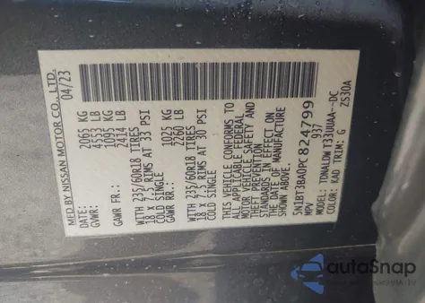 2023 Nissan Rogue Sv Fwd z USA, uszkodzony, nr VIN 5N1BT3BA0PC824799